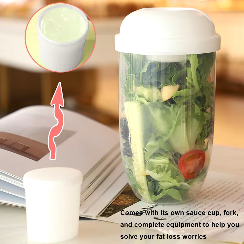 Portable Salad Cup with Fork and Lid Convenient Breakfast Shaker Bottles for Girls and Students Fruit Fat Loss Cup