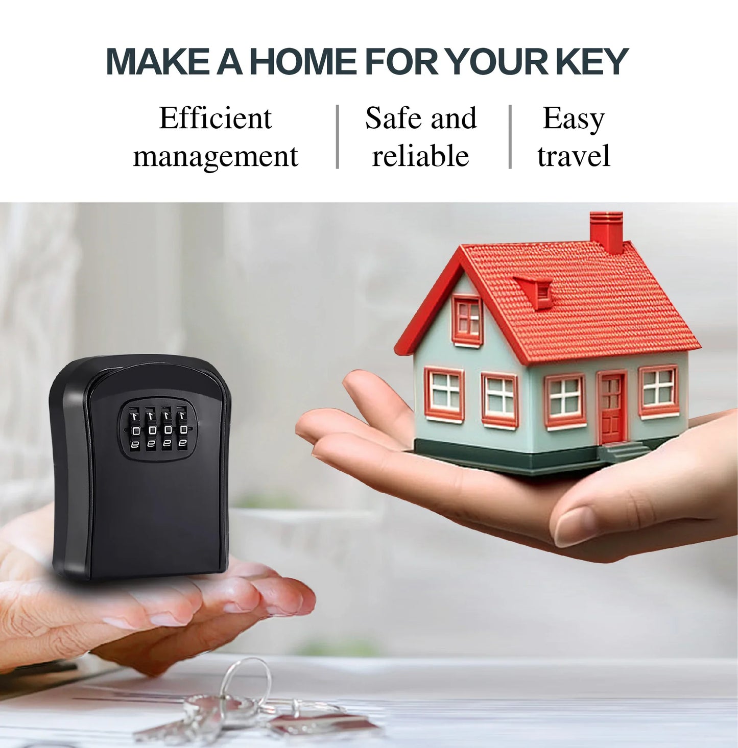 Key Keeper Combination Lock Wall Mounted Waterproof 4 Digits Passwords 5 Keys Storage Box Easy to Fix Home or Office Safe Box