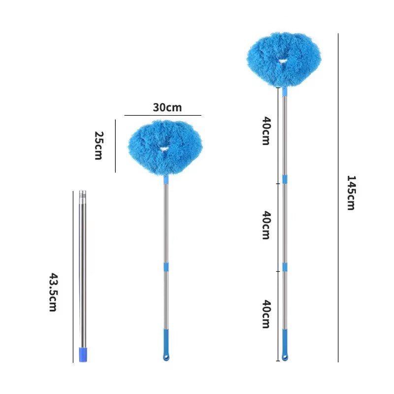 Scalable Ceiling Fan Duster Rings Shape Long Handle Dust Removal Brush for Ceiling Walls Top Cleaning Household Clean Tools