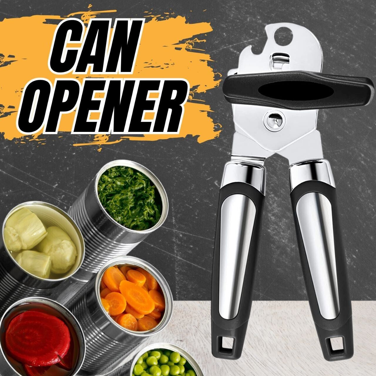 Manual Handheld Can Opener with Cutting Wheel Blade Lid Cap Openers